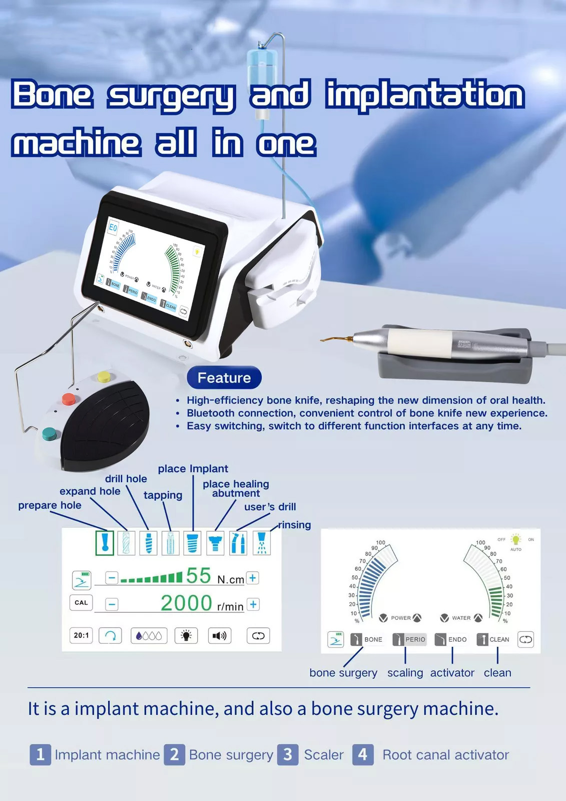 Dental Piezoelectric Surgical Unit and Implant Motor Two in One Dental Implant Equipment XLY-ZZJ300